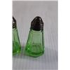 Image 4 : (2) Uranium Glass Salt and Pepper Shakers