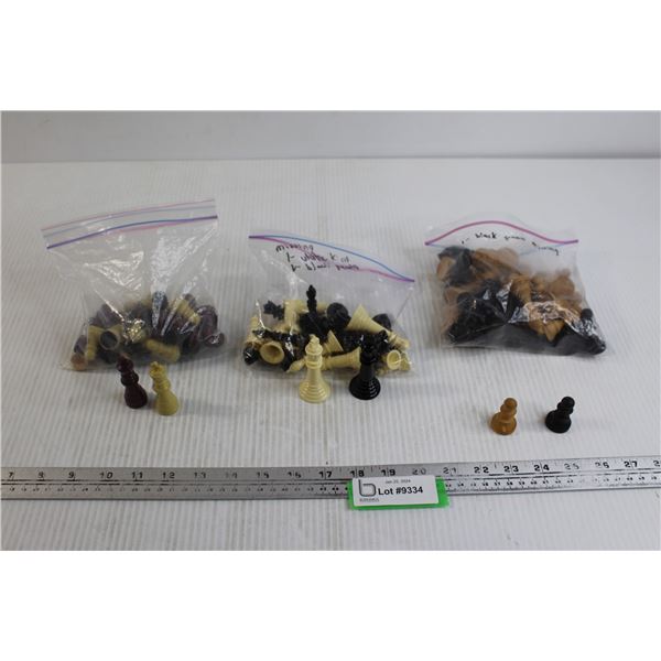 (3) Packs Chess Pieces - As Is