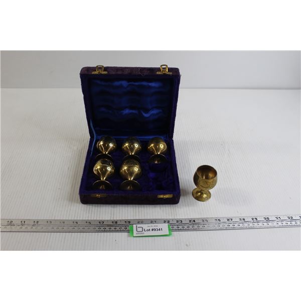 (6) Brass Goblets in Case