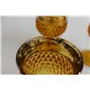 Image 4 : (4)  Glass Amber Gold Diamond Point Goblets  - Wear around Rims