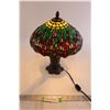 Image 1 : Tiffany Style Stained Glass Dragonfly Lamp - Works, 14" Tall, ~11" Diameter