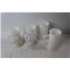 Image 2 : (4) Milk Glass Steins With Medieval Embossing