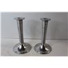 Image 2 : Pair Mid-Century Nickel Candle Holders - 9"