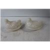 Image 2 : Pair of Antique Milk Glass Hens On A Nest