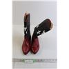 Image 1 : Leather Red and Black Cowboy Boots - Size 8 1/2