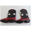 Image 2 : Leather Red and Black Cowboy Boots - Size 8 1/2