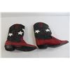 Image 3 : Leather Red and Black Cowboy Boots - Size 8 1/2