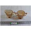 Image 1 : Iris and Herringbone Depression Glass Cream and Sugar Set