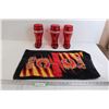 Image 1 : Calgary Flames Hand Towel, (3) I Am Canadian Molson Canadian Boot Beer Glasses