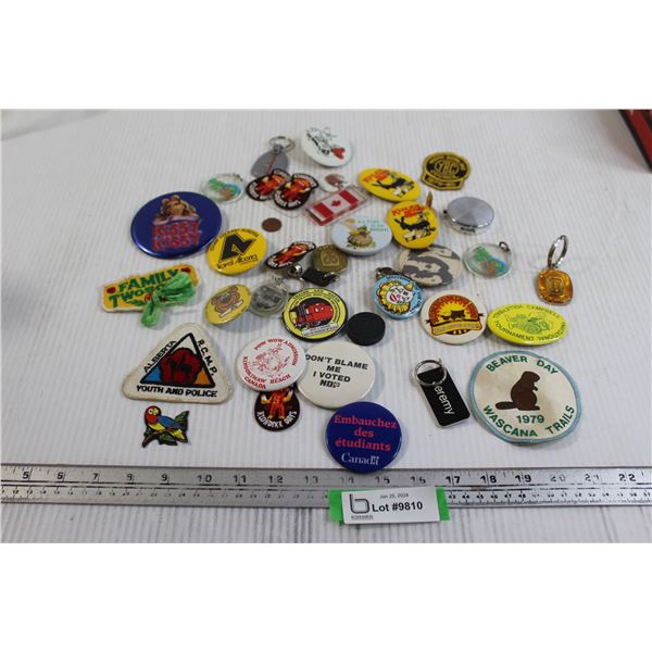 Assorted Pins, Keychains, etc.