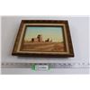 Image 1 : Framed Prairie Elevators Painting by F. Whitlock Painting - 13" x 11"