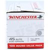 Image 2 : 100 Rounds Of Winchester .45 Auto Ammunition