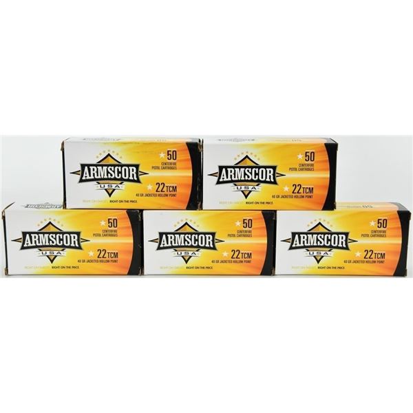 250 Rounds of Armscor .22 TCM Ammo