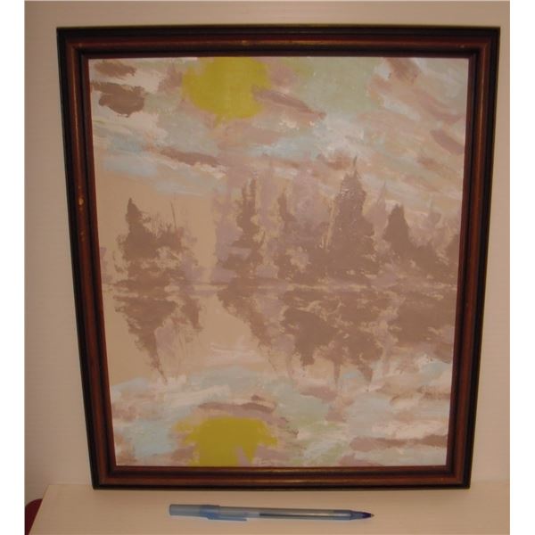 Original painting LANDSCAPE FOG by LangdonArt -IMAGINATION- peinture originale PAYSAGE BROUILLARD