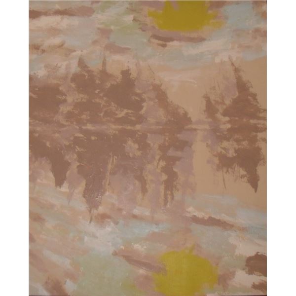 Original painting LANDSCAPE FOG by LangdonArt -IMAGINATION- peinture originale PAYSAGE BROUILLARD