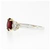 Image 6 : New 18k Gold GIA FINE Vivid Red Oval Ruby & Diamond Three Stone Engagement Ring