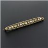 Image 2 : Antique Art Nouveau 14k Yellow Gold Peridot Seed Pearl Open Work Bar Pin Brooch