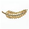 Image 1 : Vintage 14K Yellow Gold Seed Pearl Brushed Finish Long Feather Leaf Brooch Pin