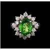 Image 2 : 2.51 ctw Tsavorite and Diamond Ring - 14KT White Gold