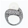Image 8 : Jean Vitau 18k Black Gold 13.4mm Round Pearl & Diamond Bypass Statement Ring