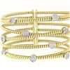 Image 2 : 18k Solid Gold 1.52in. Wide Cable Crossover Pave Diamond Cuff Flexible Bracelet