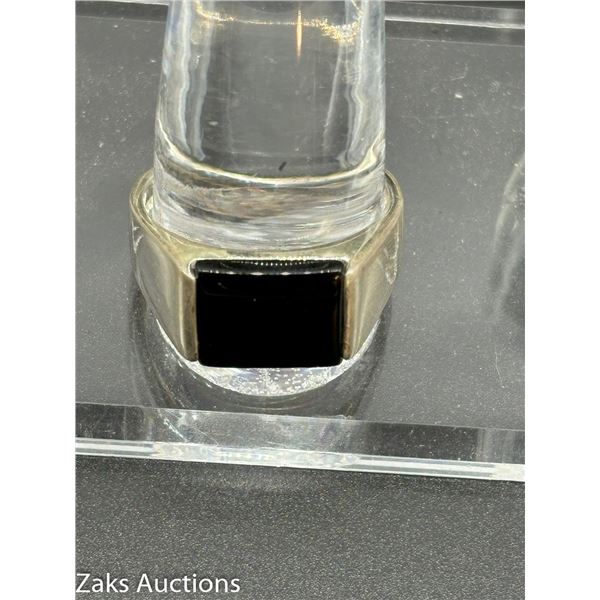 WIDE 925 SILVER & ONYX RING