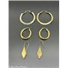 Image 1 : 3 PAIRS STERLING/GOLD EARRINGS