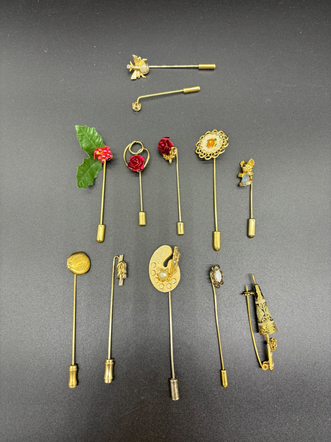 DOZEN VINTAGE STICK PINS