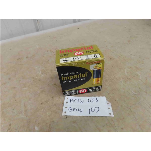 Imperial 16 Gauge 2 3/4  Ammo - 25 Rounds - * MUST PROVIDE PROOF OF PAL 