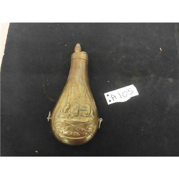 Black Powder Flask - Brass, Ornate