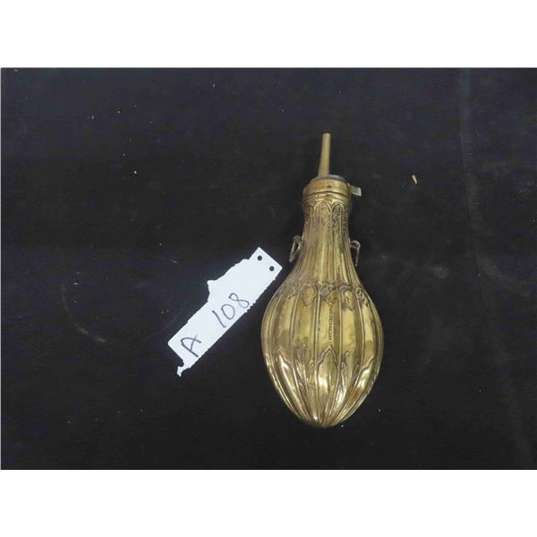 Black Powder Flask - Brass, Ornate