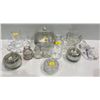 Image 1 : Collection of Decorative Glass Pieces includes Candy Dish, Mini Glass Bottles, and more