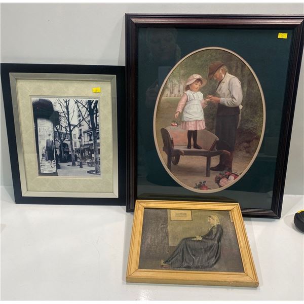 Three Framed Pieces of Art Includes Genuine Plastic Filled 3D Picture of Whistler's Mother