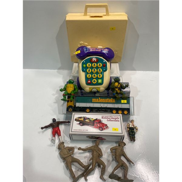 Vintage Toy Collection includes Trucks,  Action Figures, Phone, Dr Kit and more