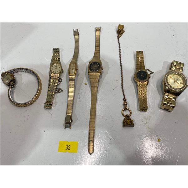 Collection of Six Vintage Ladies Watches brands include Eleo, Longines, Seiko, Caravelle and more