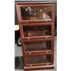 Image 1 : Cherry Stained 4 Shelf Display Case with Fold up Glass Front Doors 29Wx12Dx60H