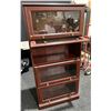 Image 3 : Cherry Stained 4 Shelf Display Case with Fold up Glass Front Doors 29Wx12Dx60H