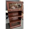 Image 4 : Cherry Stained 4 Shelf Display Case with Fold up Glass Front Doors 29Wx12Dx60H