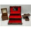 Image 1 : Wooden Jewelry Box and Trinket Boxes (long one engraved with the name Betty)