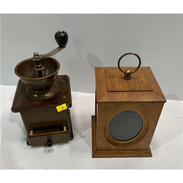 Vintage Wooden Grinder and "Lantern" Four Sided Picture Box