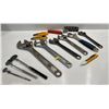 Image 1 : Collection of Adjustable Wrenches, Telescopic Inspection Mirrors, Utility Knives and more