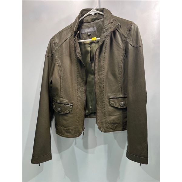 Kenneth Cole Olive Green Leather Jacket Youth Large