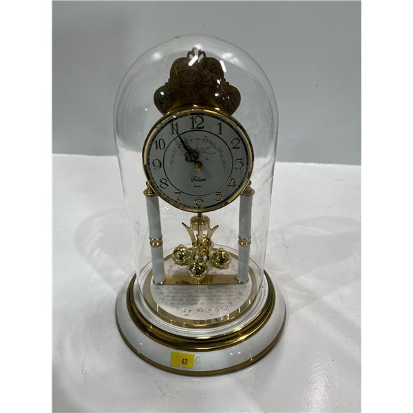 Brass and Glass Dome Table Clock 12Hx8D