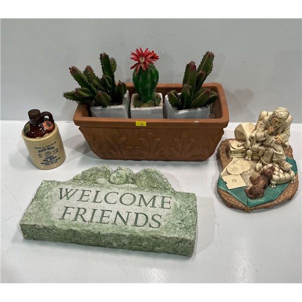 Collection of Decorative Ceramic and Terra Cotta Pieces plus Cacti