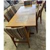 Image 1 : Vintage Teak With Ceramic Inlay Dining Table with 6 Chairs 55Lx35Dx29H plus 20W leaf
