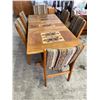 Image 3 : Vintage Teak With Ceramic Inlay Dining Table with 6 Chairs 55Lx35Dx29H plus 20W leaf