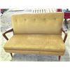 Image 1 : Vintage Beige Velvet Loveseat with Maple Armrests 48L30Wx29H