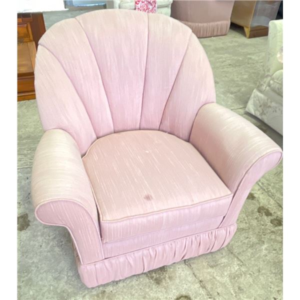 Pair of Pink Fabric Chairs includes Arm Protectors 34Wx34Dx34H (minor