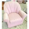 Image 1 : Pair of Pink Fabric Chairs includes Arm Protectors 34Wx34Dx34H (minor damage at seams)