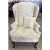 Image 1 : Elegant Wingback Chair includes Matching Arm Protectors and Throw Pillow31Wx33Dx45H